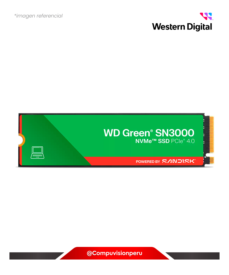 DISCO SOLIDO SSD 500GB WESTER DIGITAL GREEN SN3000 NVME M.2 2280 PCIE GEN 4.0 X4 WDS500G4G0E