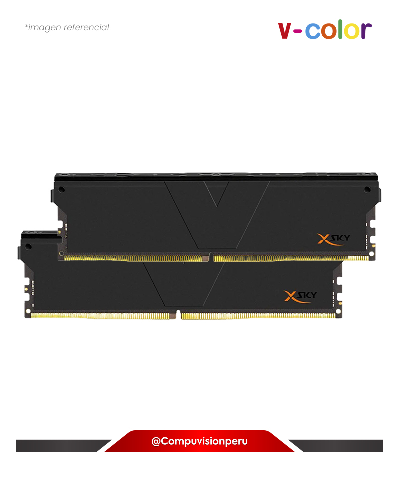 MEMORIA 32GB (16*2) DDR5 BUS 6000MHZ V-COLOR MANTA XSKY CL36 1.25V SK HYNIX IC RGB BLACK AMD EXPO TMXSAO1660836KKK
