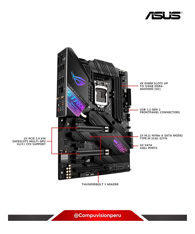 PLACA ASUS ROG STRIX Z490-E GAMING LGA 1200 (INTEL 10TH GEN) INTEL Z490 (WIFI 6) SATA 6GB/S ATX DDR4