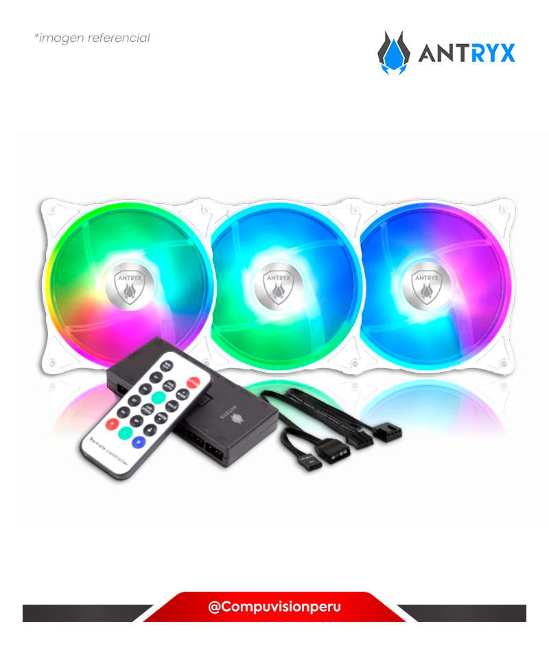 COOLER DE CASE ANTRYX SPECTRUM 310 WHITE ARGB 120MM*3 CONTROLADOR REMOTO AAK-CSDF310W
