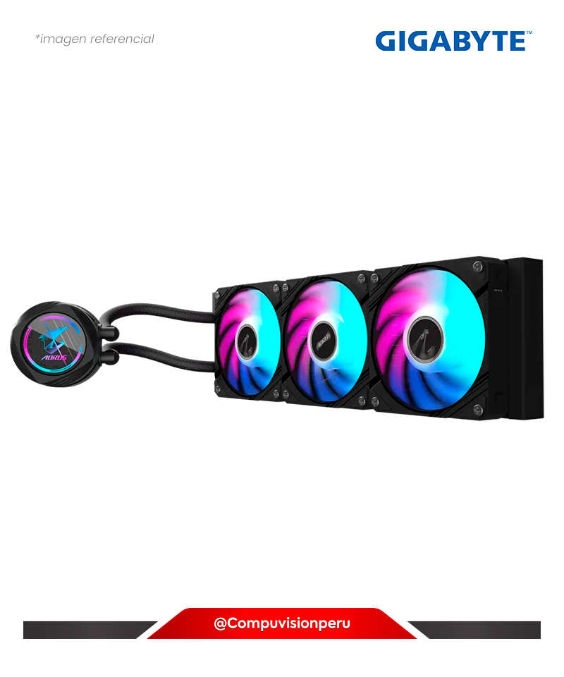 COOLER DE CPU GIGABYTE AORUS WATERFORCE II 360 BLACK INTEL AMD 120MM ARGB FANS ALUMINUM GP-AORUS-WATERFORCE-II-360