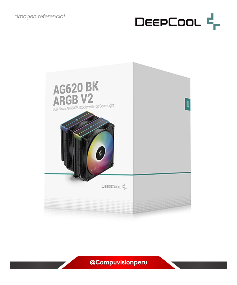 COOLER DE CPU DEEPCOOL AG620 BK ARGB V2 BLACK INTEL AMD ADDRESSABLE RGB LED