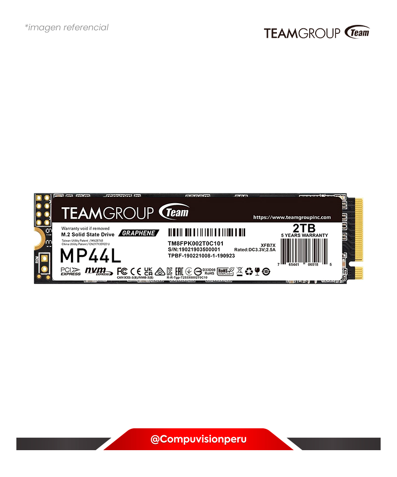DISCO SOLIDO SSD 2TB TEAMGROUP MP44L M.2 2280 PCIEX 4X4 NVME TM8FPK002T0C101 43201830