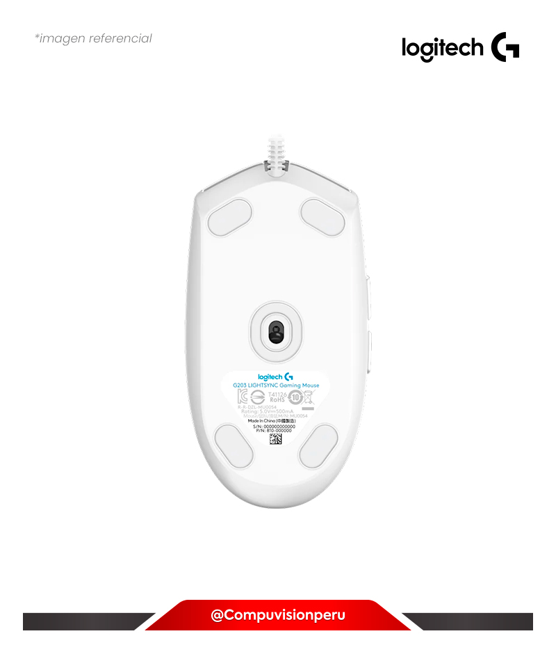 MOUSE LOGITECH G203 LIGHTSYNC OPTICAL GAMING USB WHITE 910-005794