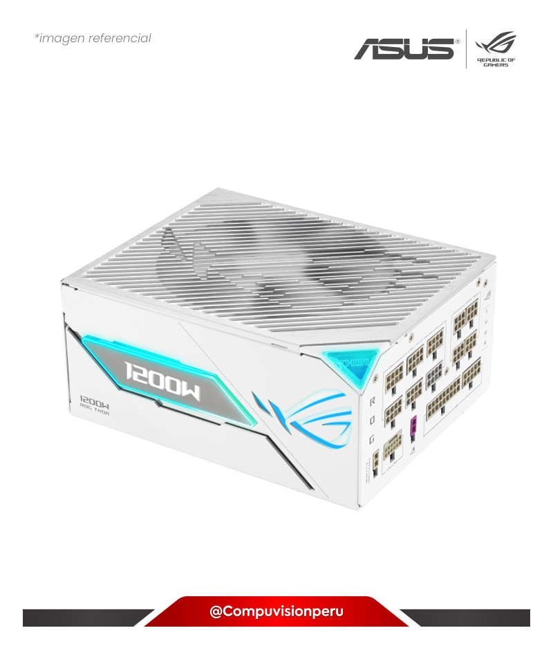 FUENTE 1200W ASUS ROG THOR 1200W PLATINUM III WHITE EDITION ATX 3.1 80 PLUS PLATINUM FULL MODULAR ROHS ARGB ROG-THOR-1200P3-WHITE-GAMING