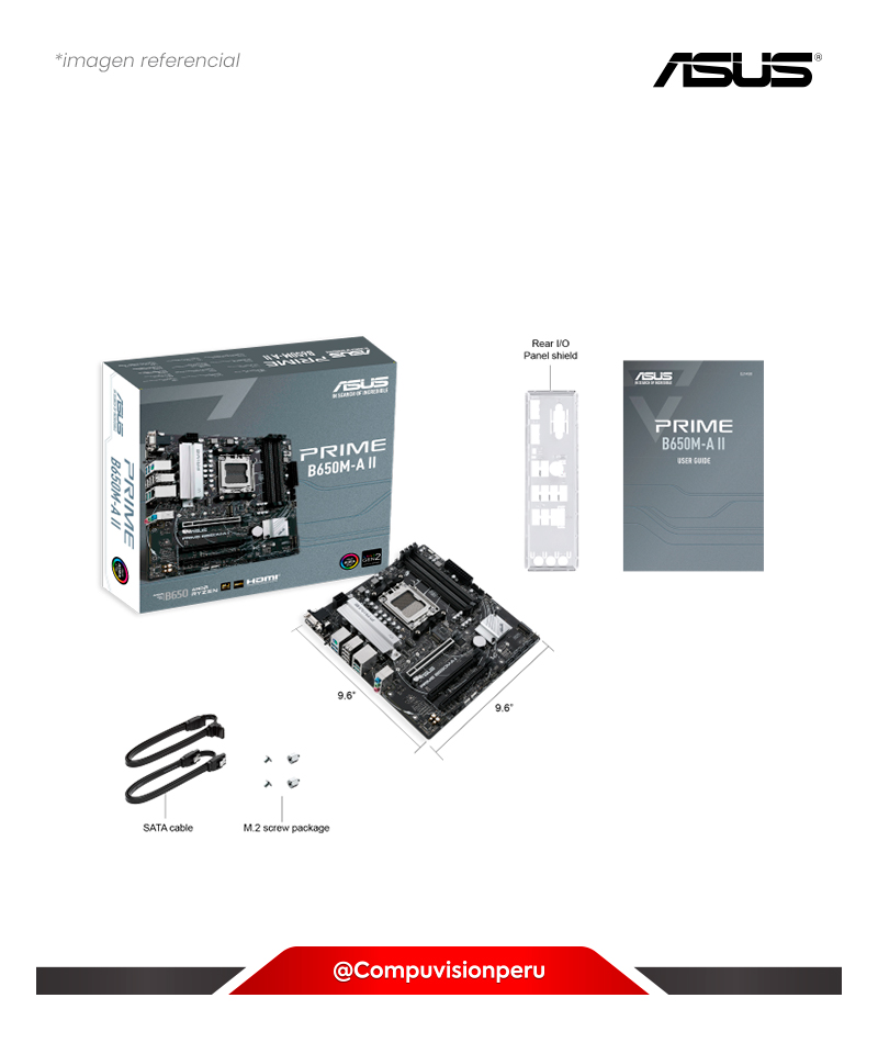 PLACA ASUS PRIME B650M-A II AMD B650 DDR5 PCIE 5.0 M.2 HDMI DP VGA USB 3.2 MICRO-ATX