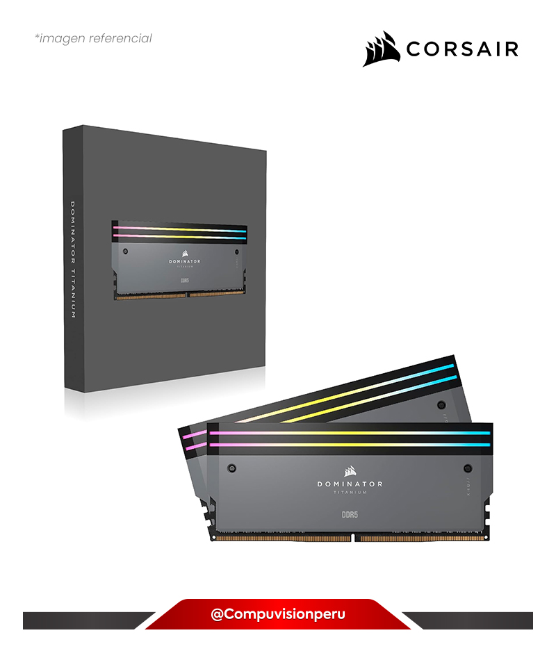 MEMORIA 64GB (32*2) DDR5 BUS 6000MHZ CORSAIR DOMINATOR TITANIUM GRAY CL30 1.40V PC5 48000 AMD EXPO INTEL XMP CMP64GX5M2B6000Z30