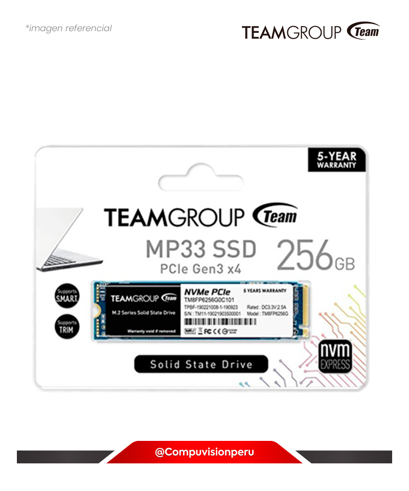 DISCO SOLIDO SSD 256GB TEAMGROUP MP33 PCI-E 3.0 X4 CON NVME 1.3 TM8FP6256G0C101