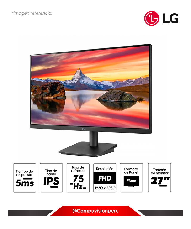 MONITOR 27 IPS LG 27MP400-B FULL HD 1080P VGA HDMI 75HZ 5MS, MONITOR