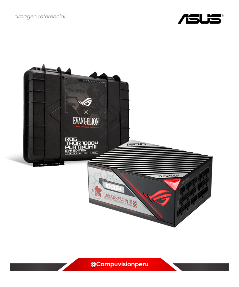 FUENTE 1000W ASUSROG THOR 1000W PLATINUM II EVA EDITION FULL MODULAR 80 PLUS PLATINUM ARGB ROG-THOR-1000P2-EVA-GAMING