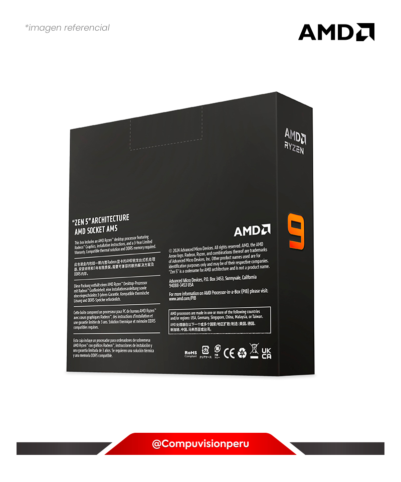 CPU AMD RYZEN 9 9950X AMD AM5 4.30 64MB TDP 170W AMD RADEON GRAPHICS TURBO CORE 5.7GHZ