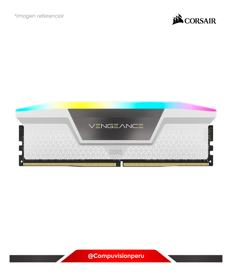 MEMORIA 32GB (16*2) DDR5 BUS 6200MHZ CORSAIR VENGEANCE RGB WHITE C36 1.30V PC5-49600 CMH32GX5M2B6200C36W