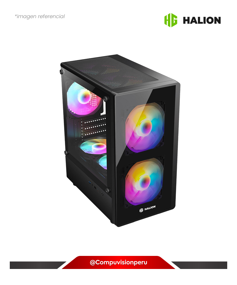 CASE HALION LUNA P25 3 FAN RGB S/FUENTE MATX SERIES GAMER