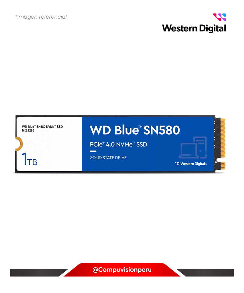 DISCO SOLIDO SSD 1TB WESTER DIGITAL BLUE SN580 NVME GEN4 X4 PCIE 16GB*S M.2 2280 HASTA 4.150 MB*S WDS100T3B0E-00CHF0