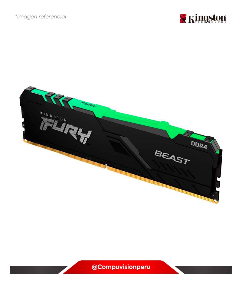 MEMORIA 8GB DDR4 BUS 3200MHZ KINSGTON FURY BEAST RGB BLACK CL16 1.35V KF432C16BB2A/8WP