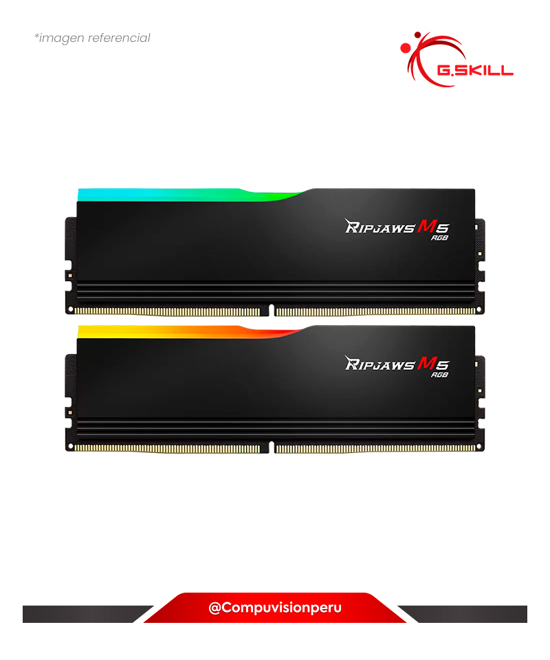 MEMORIA 32GB (16*2) DDR5 BUS 6000MHZ G.SKILL RIPJAWS M5 RGB BLACK INTEL XMP C36 1.25V F5-6000J3648D16GX2-RM5RK