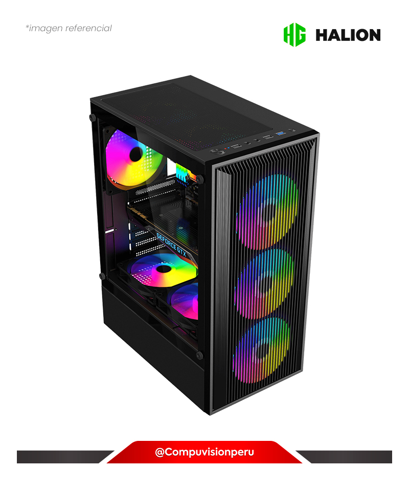 CASE HALION YORK G36 BLACK 4 COOLER RAINBOW VIDRIO TEMPLADO USB 2.0 USB 3.0 S/F ATX