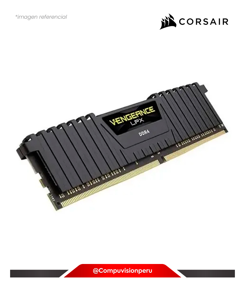 MEMORIA 16GB DDR4 3200MHZ CORSAIR VENGEANCE LPX BLACK PC4-25600 CL16 135V CMK32GX4M2E3200C16(1)