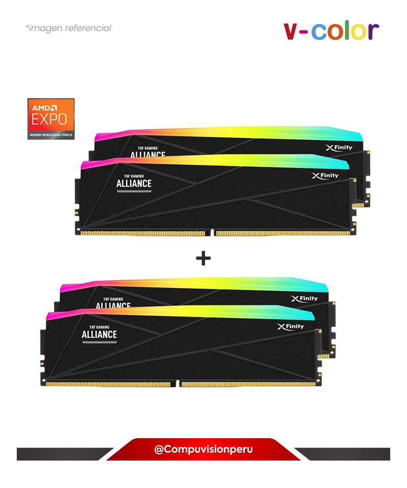 MEMORIA 64GB (32*2) DDR5 BUS 6400MHZ V-COLOR TUF GAMING ALLIANCE SCC 2+2 KIT MANTA XFINITY CL32 1.4V AMD EXPO SK HYNIX GTMXFAL3264832KW-DK