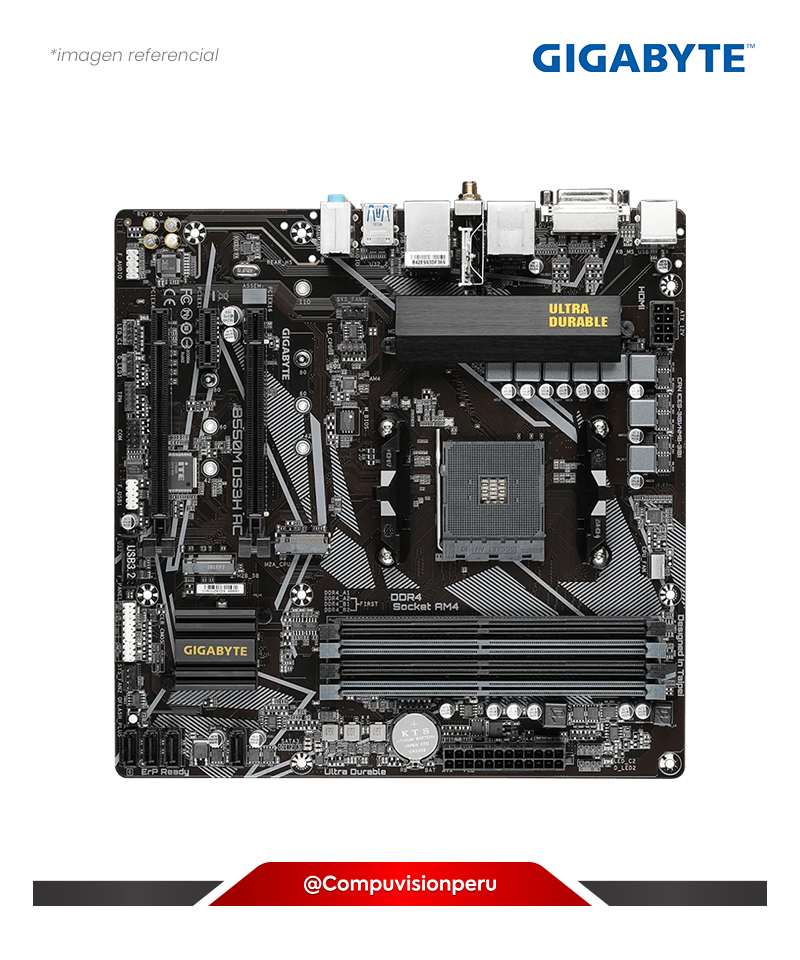 PLACA GIGABYTE B550M DS3H AC AMD B550 AM4 DDR4 M.2 WIFI RGB FUSION 2.0 Q-FLASH PLUS DVI-D HDMI BLUETOOTH MICRO ATX