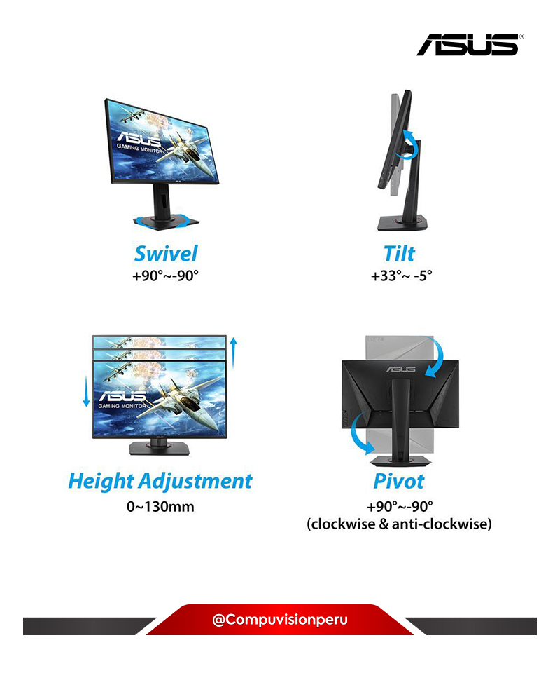 MONITOR 24.5 ASUS VG258QR FULL HD 1080P 165HZ DVI-D/HDMI/DP G-SYNC COMPATIBLE / ADAPTIVE-SYNC (FREESYNC)