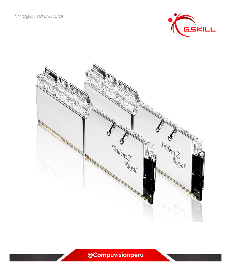 MEMORIA 64GB (32*2) DDR4 BUS 3600HZ G.SKILL TRIDENT Z ROYAL SILVER C18 1.35V PC4-28800 F4-3600C18D-64GTRS 4713294224996 0848354034995