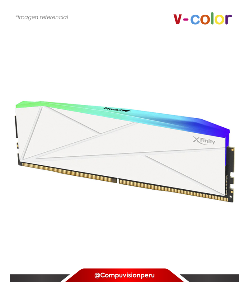 MEMORIA 16GB DDR5 BUS 6000MHZ V-COLOR MANTA XFINITY RGB WHITE CL30 1.35V INTEL XMP AMD EXPO TMXFL1660830WWK(1)