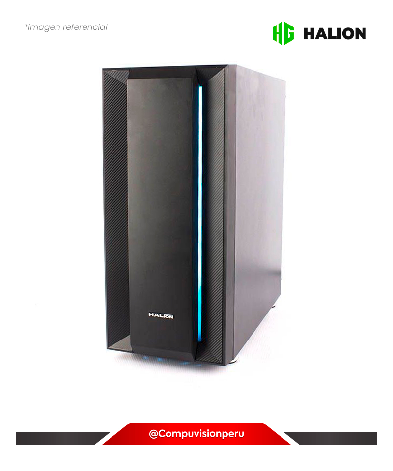 CASE HALION FLASH CH03BK BANDA RGB C/FUENTE 500W VIDRIO TEMPLADO SERIES GAMERS