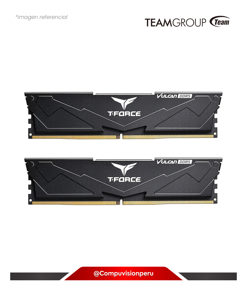 MEMORIA 32GB (16*2) DDR5 BUS 6000MHZ TEAMGROUP T-FORCE VULCAN BLACK XMP 1.25V CL38 PC5-48000 FLBD532G6000HC38ADC01