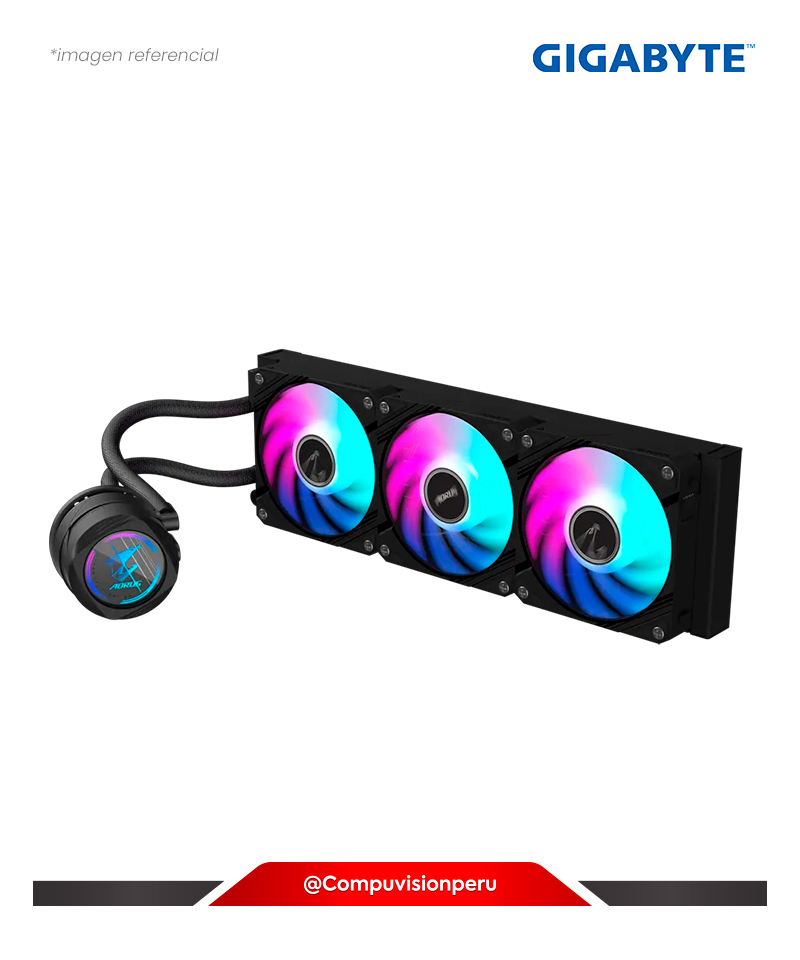 COOLER DE CPU GIGABYTE AORUS WATERFORCE II 360 BLACK INTEL AMD 120MM ARGB FANS ALUMINUM GP-AORUS-WATERFORCE-II-360