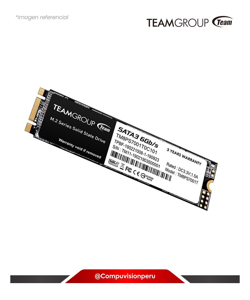 DISCO SOLIDO SSD 1TB TEAMGROUP MS30 M.2 2280 SATA III 6GB TM8PS7001T0C101