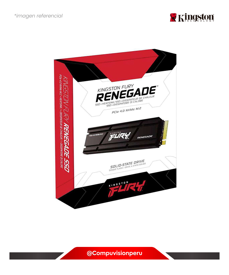 DISCO SOLIDO SSD 1TB KINGSTON FURY RENEGADE NVME M.2 2280 PCIE 4.0 CON DISIPADOR SFYRSK/1000G