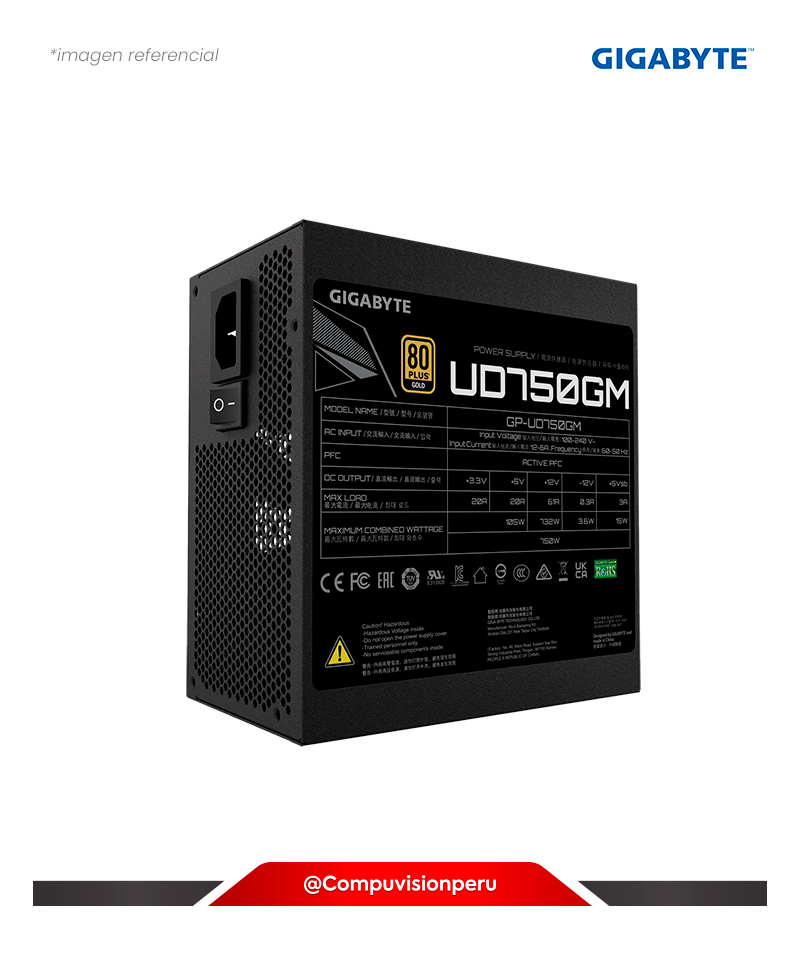 FUENTE 750W GIGABYTE GP-UD750GM GUS 80 PLUS GOLD FULL MODULAR