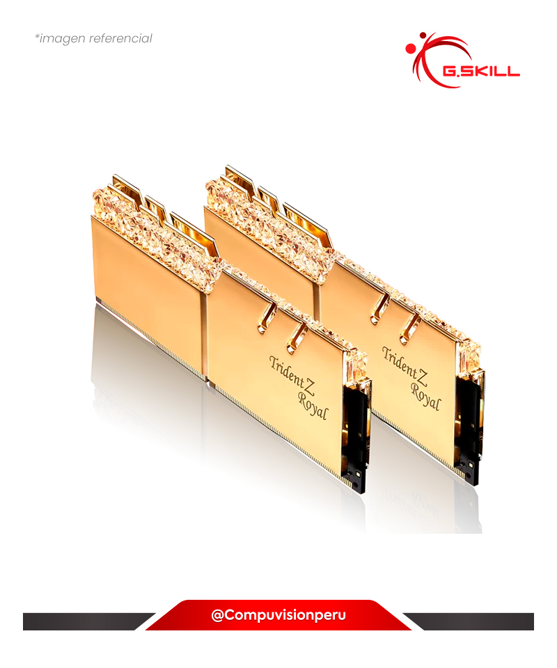 MEMORIA 64GB (32*2) DDR4 BUS 3200MHZ G.SKILL TRIDENT Z ROYAL GOLD C16 1.35V PC4-25600 F4-3200C16D-64GTRG 4713294225122 0848354035121