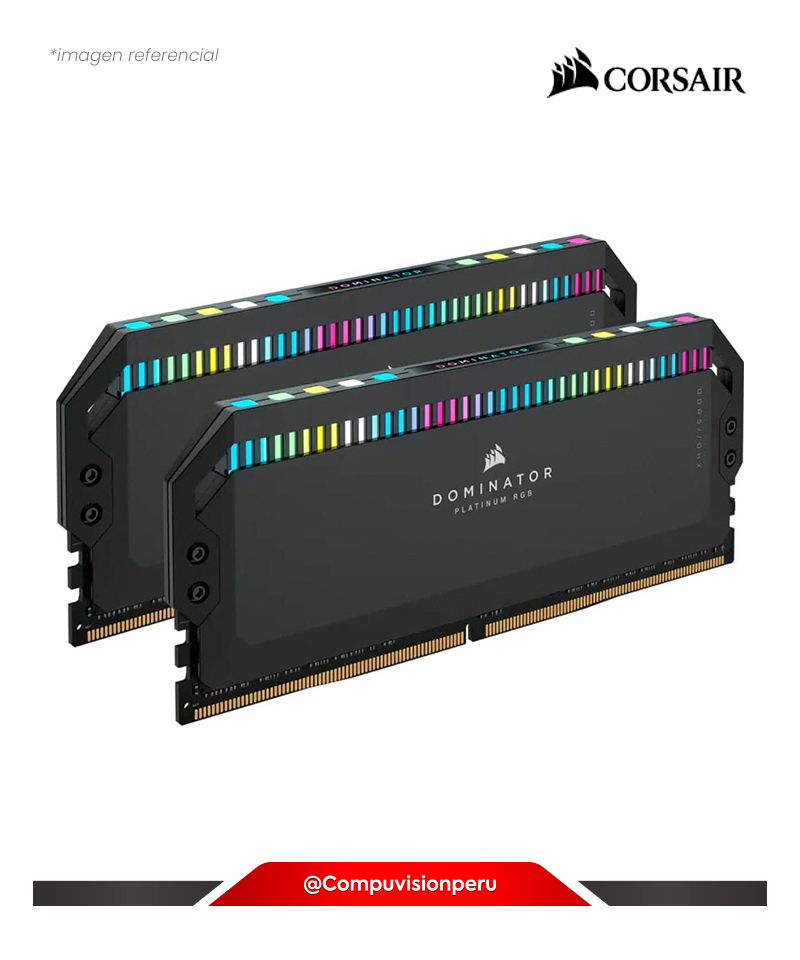 MEMORIA 64GB (32*2) DDR5 BUS 6000MHZ CORSAIR DOMINATOR PLATINUM RGB PC5 48000 C40 1.35V CMT64GX5M2B6000C40