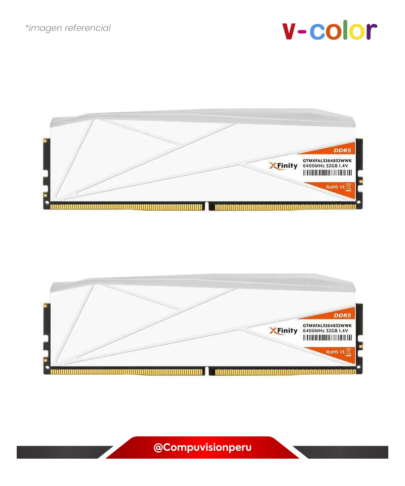MEMORIA 64GB (32*2) DDR5 BUS 6400MHZ V-COLOR MANTA TUF GAMING ALLIANCE AMD EXPO CL32 1.4V GTMXFAL3264832WWK