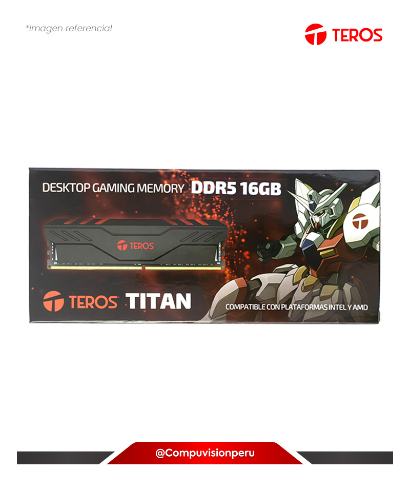 MEMORIA 16GB  DDR5 BUS 6000MHZ TEROS TITAN BLACK  CL38 1.35V TETT16G6000XBU5C38