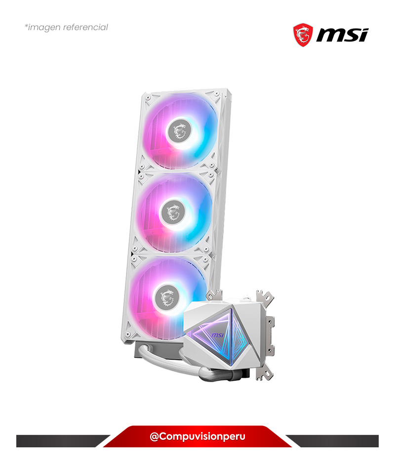 COOLER DE CPU MSI MAG CORELIQUID I360 WHITE INTEL AMD ALUMINIO 3*120MM ARGB
