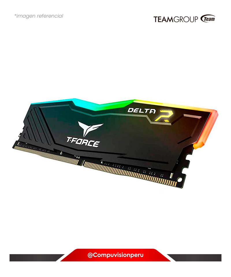 MEMORIA 8GB DDR4 BUS 3200MHZ TEAMGROUP T-FORCE DELTA RGB BLACK CL16 1.35V TF3D48G3200HC16FBK(1)