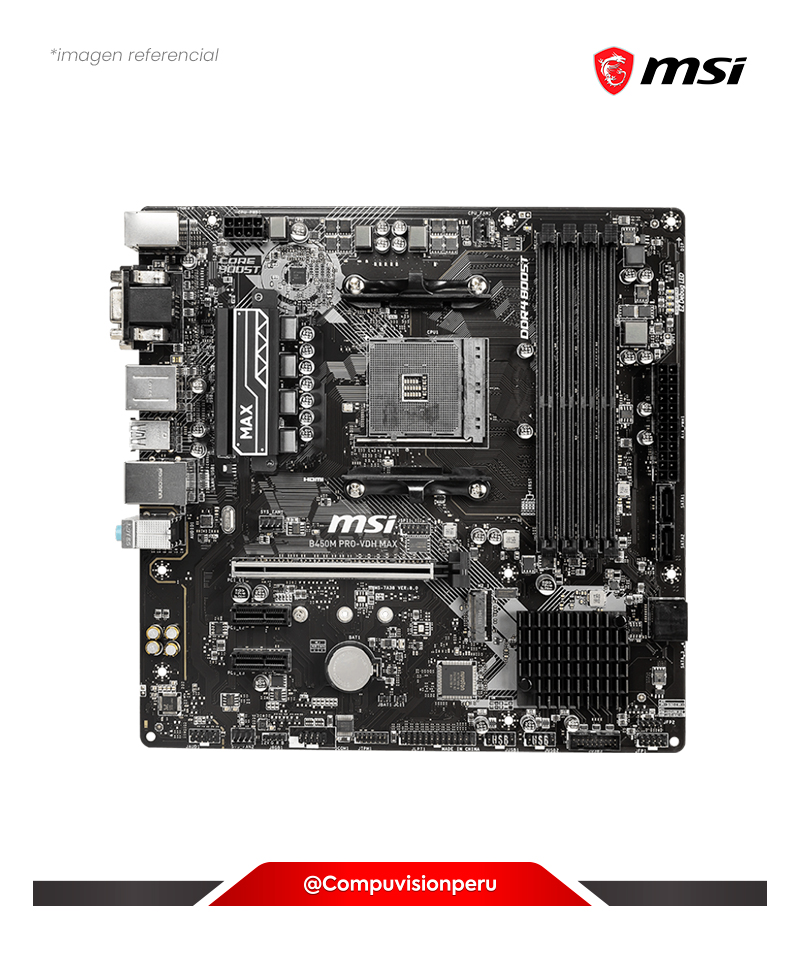 PLACA MSI B450M PRO-VDH MAX AM4 AMD B450 SATA 6GB/S MICRO ATX AMD B450M-PRO-VDH-MAX