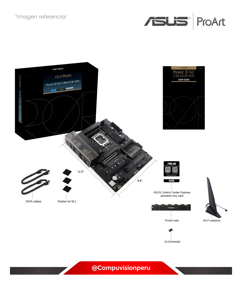 PLACA ASUS PROART B760-CREATOR WIFI B760 LGA 1700 INTEL B760 DDR5  HDMI DP M.2 SATA 6GB BLUETOOTH V5.2