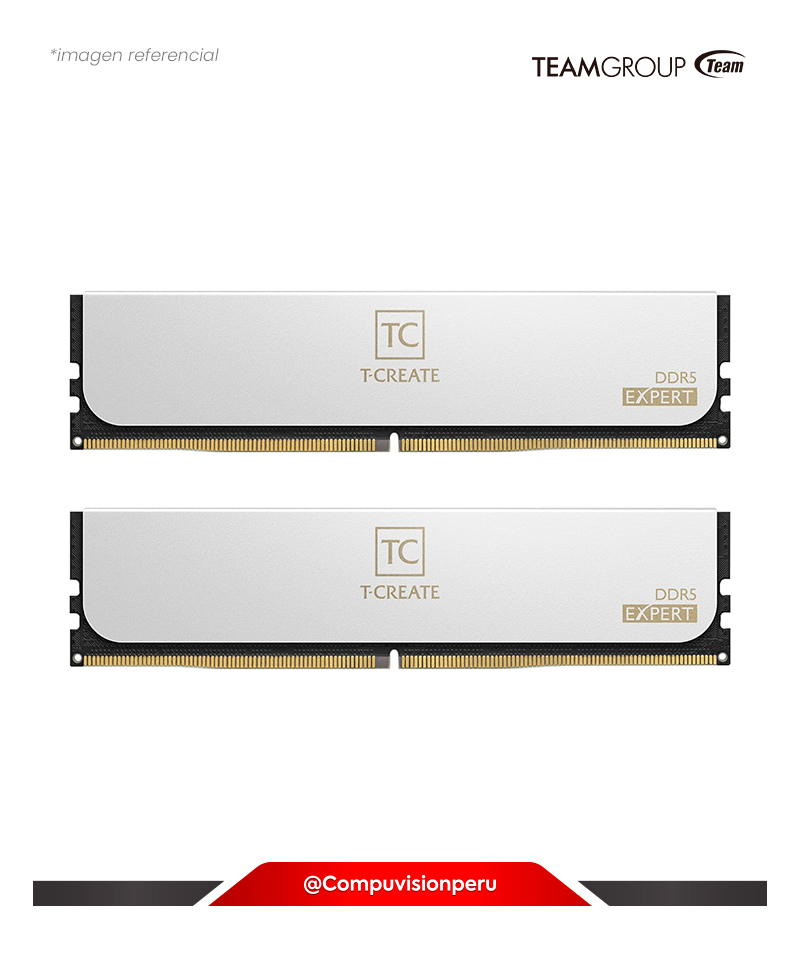 MEMORIA 32GB (16*2) DDR5 BUS 6400MHZ TEAMGROUP T-CREATE EXPERT WHITE CL32 1.35V CTCWD532G6400HC32ADC01