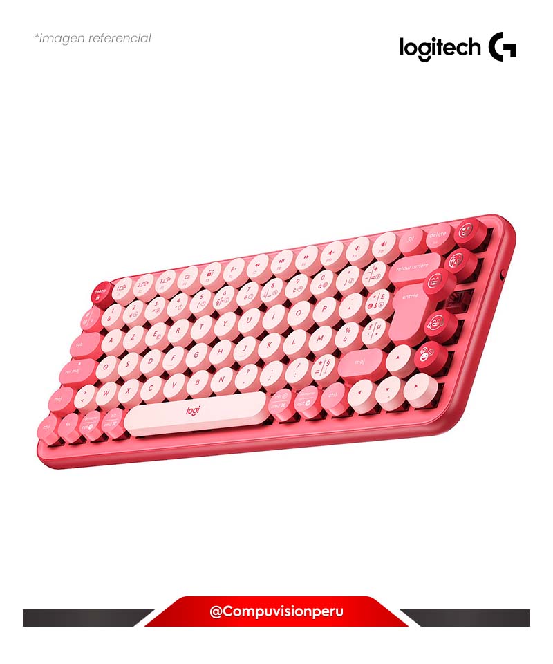 TECLADO LOGITECH POP KEYS HEARTBREAKER ESP BLUETOOTH USB CORALES Y FRAMBUESA 920-010715 097855171955