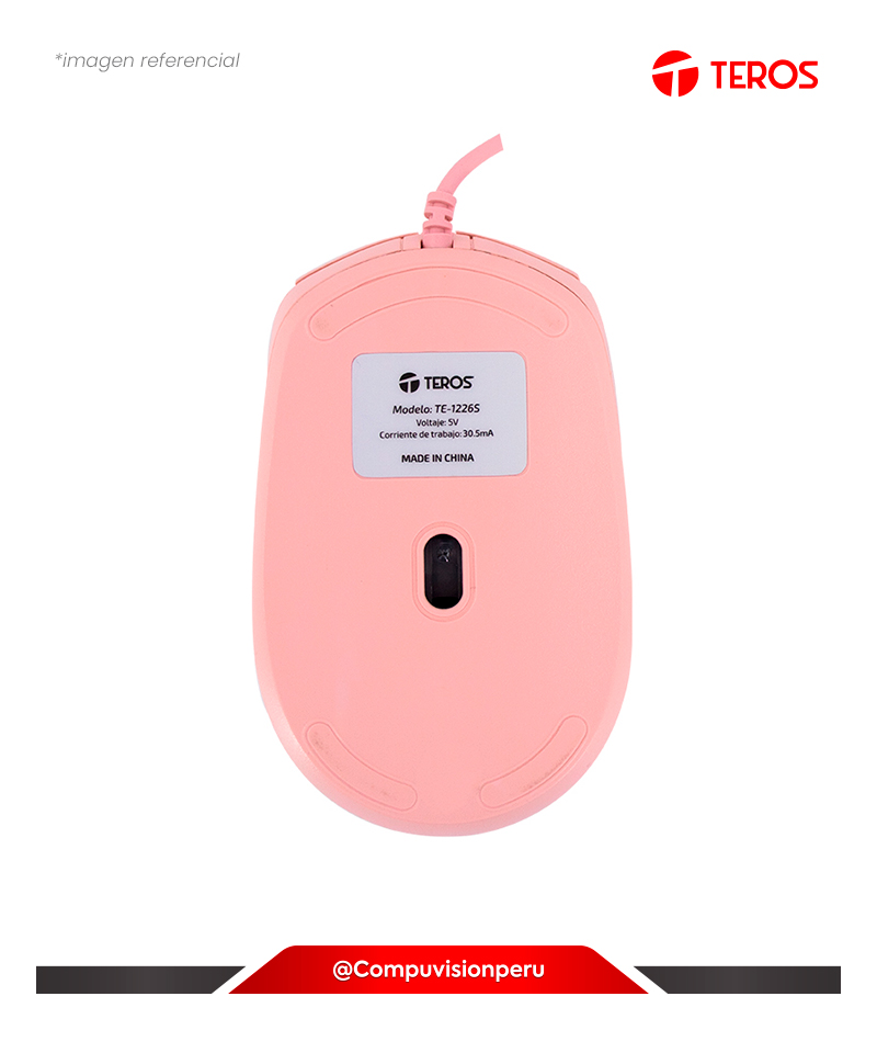 MOUSE TEROS TE-1226S PINK 1600DPI USB