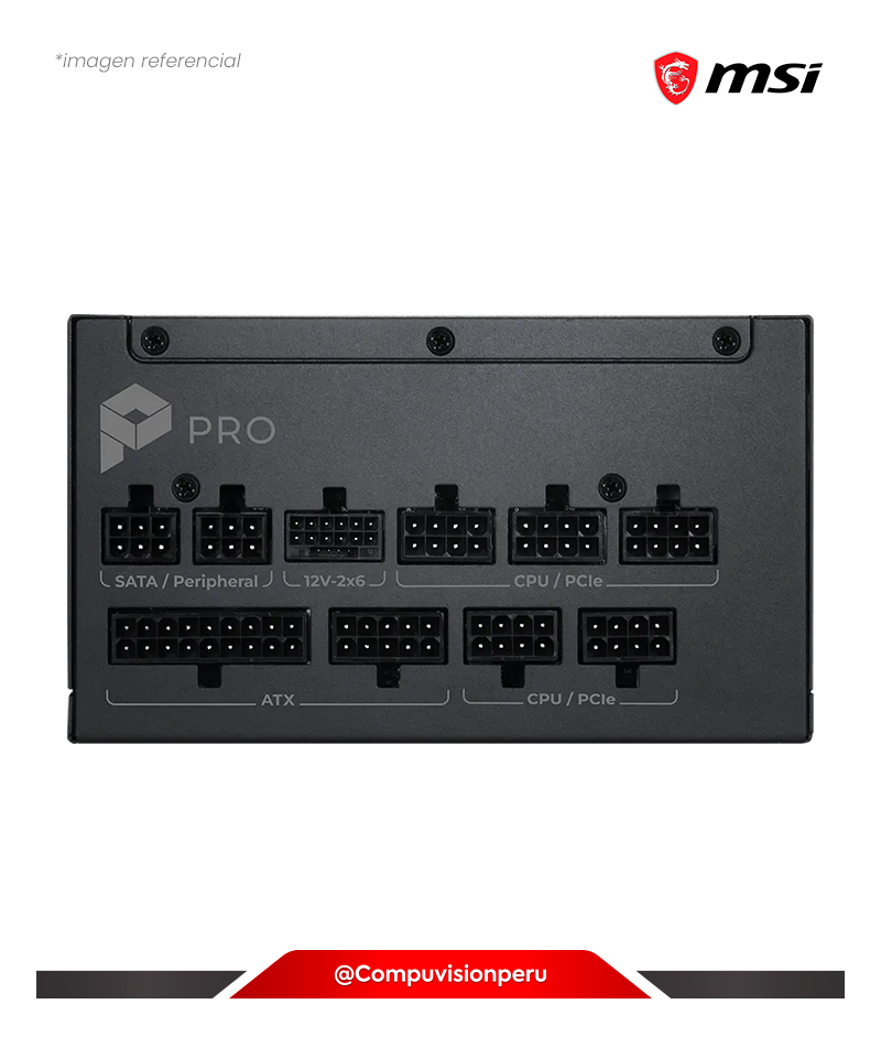FUENTE 1000W MSI PRO A1000PL PCIE5 80 PLUS PLATINUM ACTIVE PFCFULL MODULAR PRO-A1000PL-PCIE5