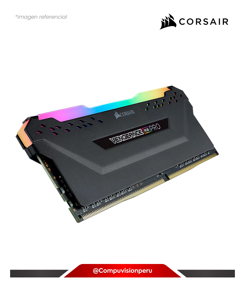 MEMORIA 16GB DDR4 BUS 3200MHZ CORSAIR VENGEANCE RGB PRO BLACK C16 PC4-25600 1.35V CMW32GX4M2E3200C16