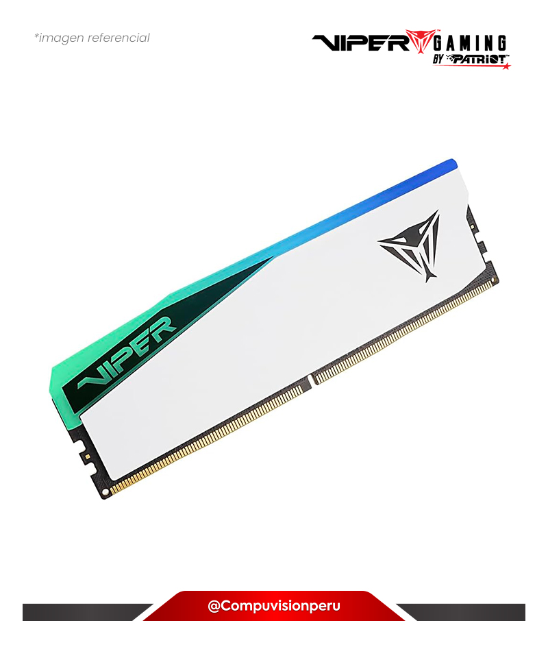 MEMORIA 16GB DDR5 BUS 6000MHZ PATRIOT VIPER ELITE 5 WHITE RGB CL42 1.35V PVER516G60C42W