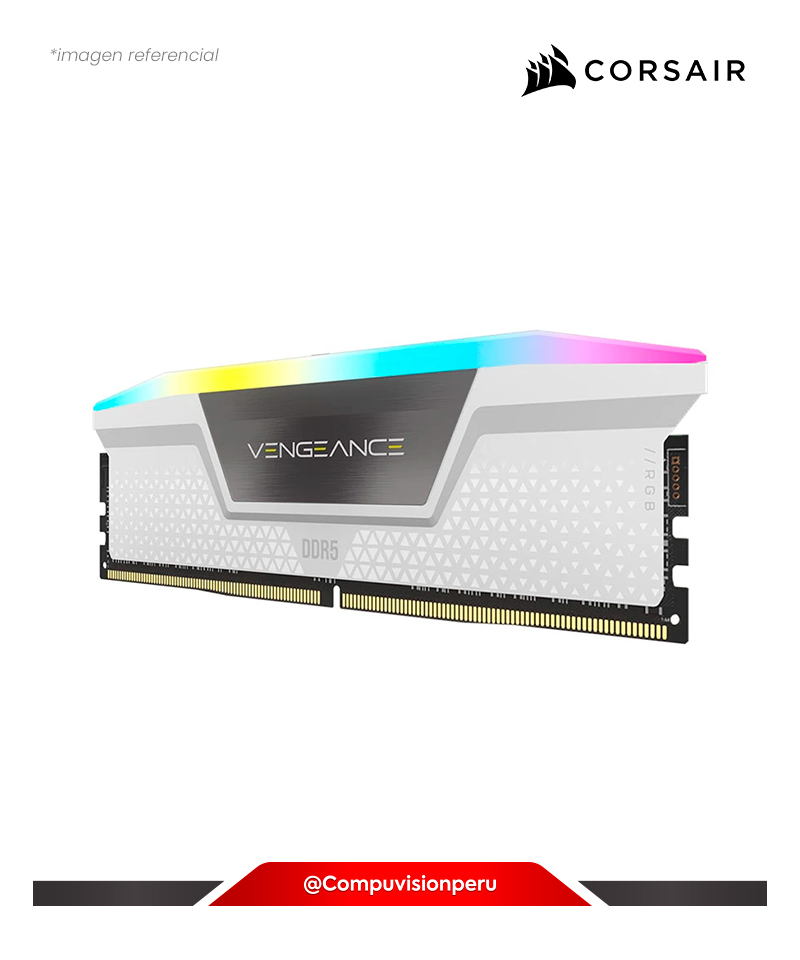 MEMORIA 16GB DDR5 BUS 6400MHZ CORSAIR VENGEANCE RGB WHITE CL36 1.35V CMH32GX5M2N6400C36W-1
