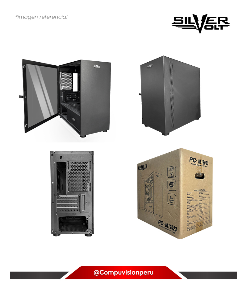 CASE SILVER VOLT PC-M12023 USB 3.0 S/F TEMPERED GLASS M-ATX 3*120mm VORTEX RGB