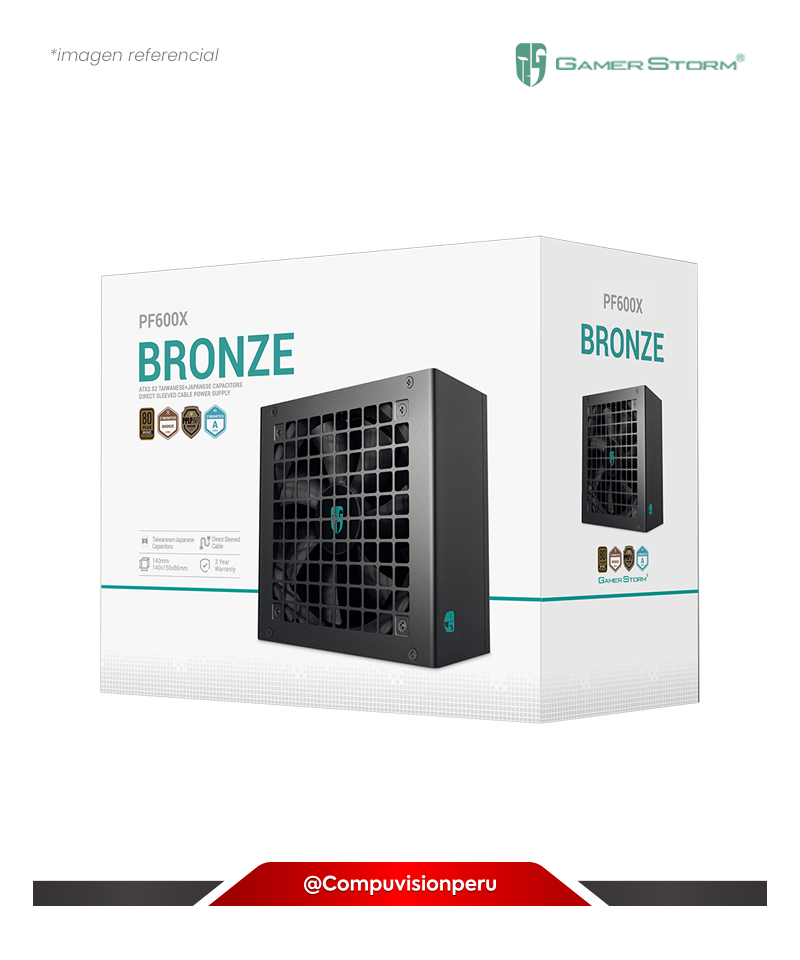 FUENTE 600W  DEEPCOOL PF600X-HD 80 PLUS BRONZE GAMERSTORM R-PF600X-HD0B-JGUS